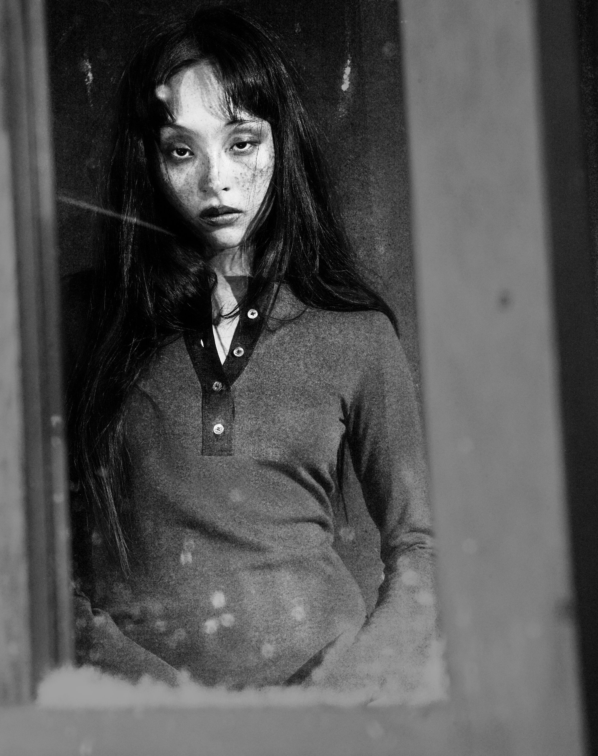 Tank Air FW25 ready-to-wear shot in Paris by Joe Lai. Model wearing the Contrast Henley in Smoky Green.